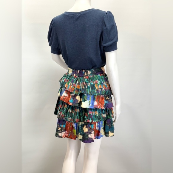 ALLISON NY Green and Blue Mini layered Bubble Skirt size M. - Picture 4 of 10